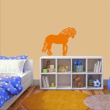 Asilmeydan Sevimli Midilli Atı Silüeti Duvar Sticker, Çıkartma Turuncu