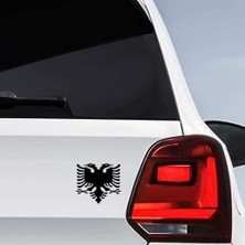 Asilmeydan Arnavutluk Bayrak Amblemi Çift Başlı Kartal - Araç Oto Sticker -Araç Aksesuar - 13x14 cm