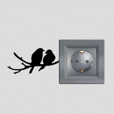 Asilmeydan 4 Adet Daldaki Çifte Kumrular Dekoratif  Priz Sticker Duvar Çıkartma, Etiket