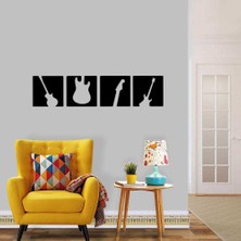 Asilmeydan Rock And Skate - Gitar Silüeti Dekoratif Duvar Sticker, Çıkartma