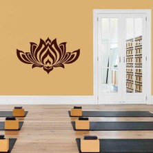 Asilmeydan Lotus Çiçek Yaprakları Silüeti Duvar Sticker, Çıkartma Kahverengi Koyu
