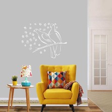Asilmeydan Daldaki Muhabbet Kumruları, Kuşlar, Doğa Dekoratif Duvar Sticker, Çıkartma, Etiket Beyaz