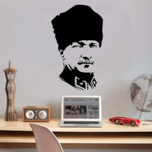 Asilmeydan Kalpaklı Gazi Mustafa Kemal Atatürk Silüeti Dekoratif Duvar Sticker, Çıkartma, Etiket Siyah