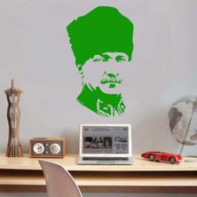 Asilmeydan Kalpaklı Gazi Mustafa Kemal Atatürk Silüeti Dekoratif Duvar Sticker, Çıkartma, Etiket Yeşil
