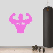 Asilmeydan Rutin Yazılı Kaslı Vücut, Fitness Dekoratif Duvar Sticker, Çıkartma, Etiket Pembe