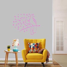 Asilmeydan Daldaki Muhabbet Kumruları, Kuşlar, Doğa Dekoratif Duvar Sticker, Çıkartma, Etiket Pembe