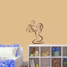 Asilmeydan Anne Bebek Mutluluğu Silüeti Dekoratif Duvar Sticker, Çıkartma, Etiket Kahverengi Koyu