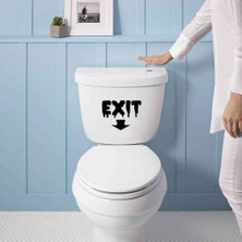 Asilmeydan Espirili Ok Işareti ve Exit Yazılı Silüet Klozet Sticker, Çıkartma