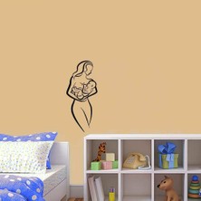 Asilmeydan Anne Bebek Silüeti Dekoratif Duvar Sticker, Çıkartma, Etiket Siyah