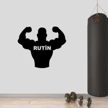 Asilmeydan Rutin Yazılı Kaslı Vücut, Fitness Dekoratif Duvar Sticker, Çıkartma, Etiket Siyah