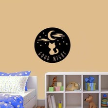Asilmeydan Good Night Kedi Silüeti Dekoratif Duvar Sticker, Çıkartma