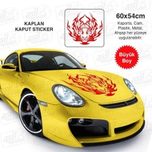 Asilmeydan Alev Desenli Kaplan Kırmızı Kaput Sticker - Oto, Araba, Etiket, Aksesuar, Tuning, Modifiye, Arma