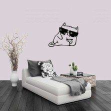 Asilmeydan Kokteyl Içen Gözlüklü Kedi Dekoratif Duvar Sticker - G126