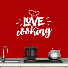 Asilmeydan Love Cooking Yazılı Dekoratif Duvar Sticker, Çıkartma, Etiket