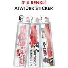 Asilmeydan Asil Hediyelik Atatürk 3'lü Şeffaf Renkli Etiket Sticker ( 24 cm x 5 cm )