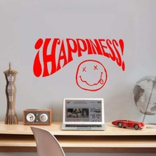 Asilmeydan Happiness Nirvana Emoji Surat Silüeti Dekoratif Duvar Sticker, Çıkartma, Etiket Kırmızı