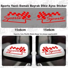 Asilmeydan 2AD Sports Damalı Bayrak Dikiz Ayna Kırmızı Sticker, Araba Etiket, Tuning, Aksesuar, Modifiye, Arma,