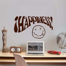 Asilmeydan Happiness Nirvana Emoji Surat Silüeti Dekoratif Duvar Sticker, Çıkartma, Etiket Kahverengi