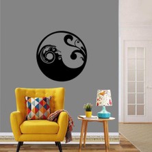 Asilmeydan Yin Yang Rüzgar Su Ahengi, Denge Duvar Efekti Büyük Boy Dekoratif Duvar Sticker, Çıkartma, Etiket Kahverengi
