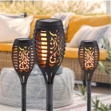 Gaman 3 Adet Alev Efektli Solar LED Güneş Enerjili Bahçe Lambası Aydınlatması Armatür 50 cm