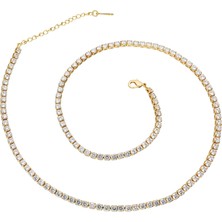 Chavin Gold Kap. 3mm. Su Yolu Taşlı Kadın Kolye Zincir EK18SR-3