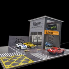 Reklambalaj 1:64 Ölçek Araçlar Için LED Işıklı Tek Katlı Tamirhane Maket/diorama (X-Garage)