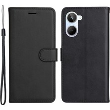 Xshop Realme 10 4g Cüzdan Telefon Kılıfı, Strap ile Düz Renk Stand Deri Telefon Kapağı (Yurt Dışından)