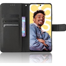 Xshop Realme C55 Pu Deri Cüzdan Kılıf Stand Elmas Doku Manyetik Kapanma Şok Geçirmez Flip Kapak (Yurt Dışından)