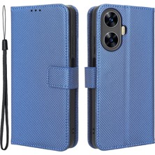 Xshop Realme C55 Pu Deri Cüzdan Kılıf Stand Elmas Doku Manyetik Kapanma Şok Geçirmez Flip Kapak (Yurt Dışından)