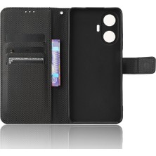 Xshop Realme C55 Pu Deri Cüzdan Kılıf Stand Elmas Doku Manyetik Kapanma Şok Geçirmez Flip Kapak (Yurt Dışından)