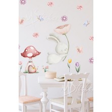 Msticker Sevimli Tavşan ve Arkadaşları - Bahar Temalı Eğlenceli Çocuk Bebek Odası Sticker Seti