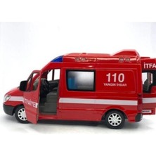 Dzc Kuzenler Avm Diecast Metal Itfaiye Mercedes Sprinter Çek Bırak Işıklı Siren Sesli 14 cm Kapıları Açılır