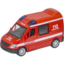 Dzc Kuzenler Avm Diecast Metal Itfaiye Mercedes Sprinter Çek Bırak Işıklı Siren Sesli 14 cm Kapıları Açılır