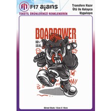 F17 Ajans Ütü ile Yapışan Tekstil Dtf Transfer Baskı Boar Power