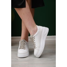 Oksit Fern Taş Detaylı Kalın Taban Kadın Sneaker