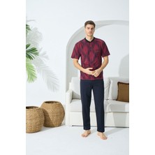 Kly 9502 Erkek  Önden Düğmeli Kısa  Kol Pijama Takımı