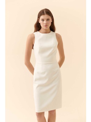 ROMAN Arkası Cut Out Detaylı Midi Elbise Ekru Y2311506_049