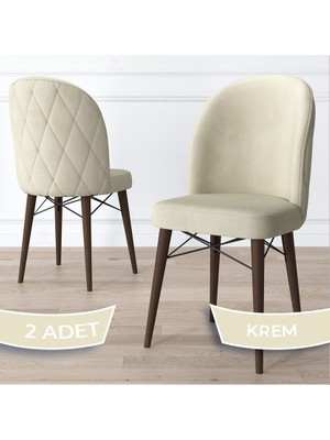 Canisa Concept Bika Serisi 2 Adet Mutfak Sandalyesi Ceviz Gürgen Ayaklı 1. Sınıf Babyface Kumaş