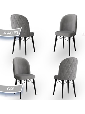 Canisa Concept Bika Serisi 4 Adet Mutfak Sandalyesi Siyah Gürgen Ayaklı 1. Sınıf Babyface Kumaş