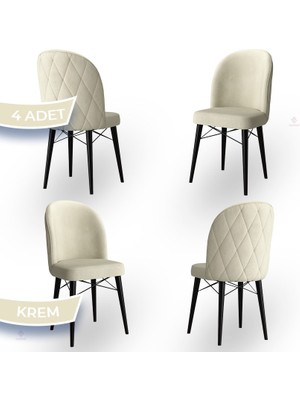 Canisa Concept Bika Serisi 4 Adet Mutfak Sandalyesi Siyah Gürgen Ayaklı 1. Sınıf Babyface Kumaş