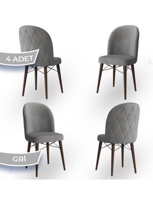 Canisa Concept Bika Serisi 4 Adet Mutfak Sandalyesi Ceviz Gürgen Ayaklı 1. Sınıf Babyface Kumaş