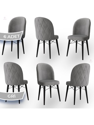 Canisa Concept Bika Serisi 6 Adet Mutfak Sandalyesi Siyah Gürgen Ayaklı 1. Sınıf Babyface Kumaş