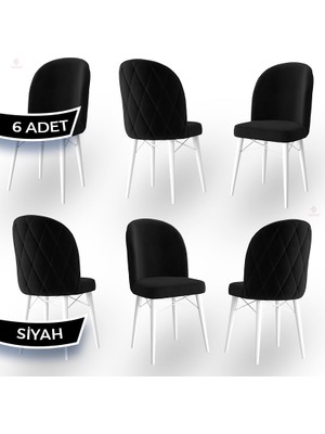 Canisa Concept Bika Serisi 6 Adet Mutfak Sandalyesi Beyaz Gürgen Ayaklı 1. Sınıf Babyface Kumaş