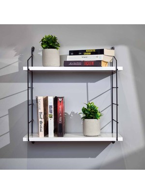 Akın Lux Akın Lüx 2 Katlı Duvar Rafı Kitaplık - Beyaz
