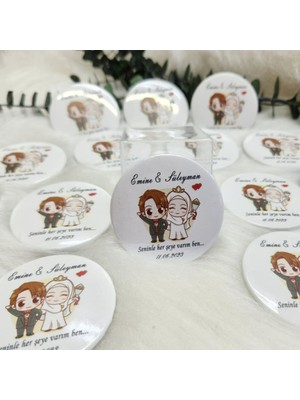 Hayaller Dükkanı 15 Adet Gelin Damat Baskılı Metal Açacak Magnet Nikah Hatırası