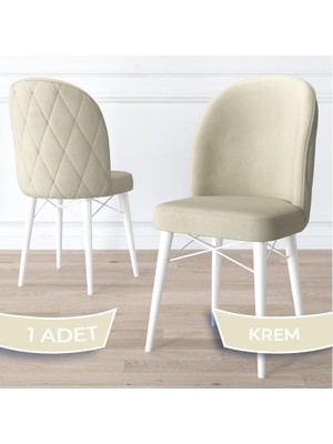 Canisa Concept Bika Serisi 1 Adet Mutfak Sandalyesi Beyaz Gürgen Ayaklı 1. Sınıf Babyface Kumaş