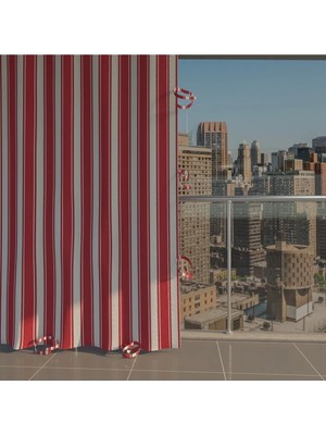 Curtain Tekstil Balkon Perdesi Balkon Brandası - Yağmur Geçirmez - Bağcıklı - Düğmeli