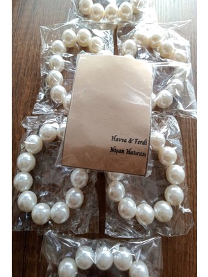 Emtory Home 20'li Tek Tek Paketli Krem Inci Hediyelik Saç Tokası - Kişiye Özel Kartlı - Kına Hediyesi