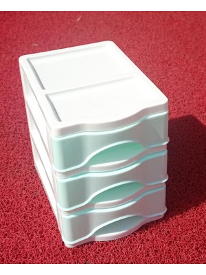 abnturk 3 Çekmeceli Beyaz Mini Komidin 21X15 H:20 Plastik Ivır Zıvır Dikiş Nakış Vida Kutusu Kaşıklık Dolabı