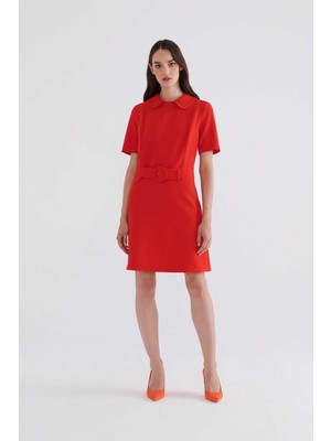 ROMAN Kemerli Mini Elbise Kırmızı K2331001_006